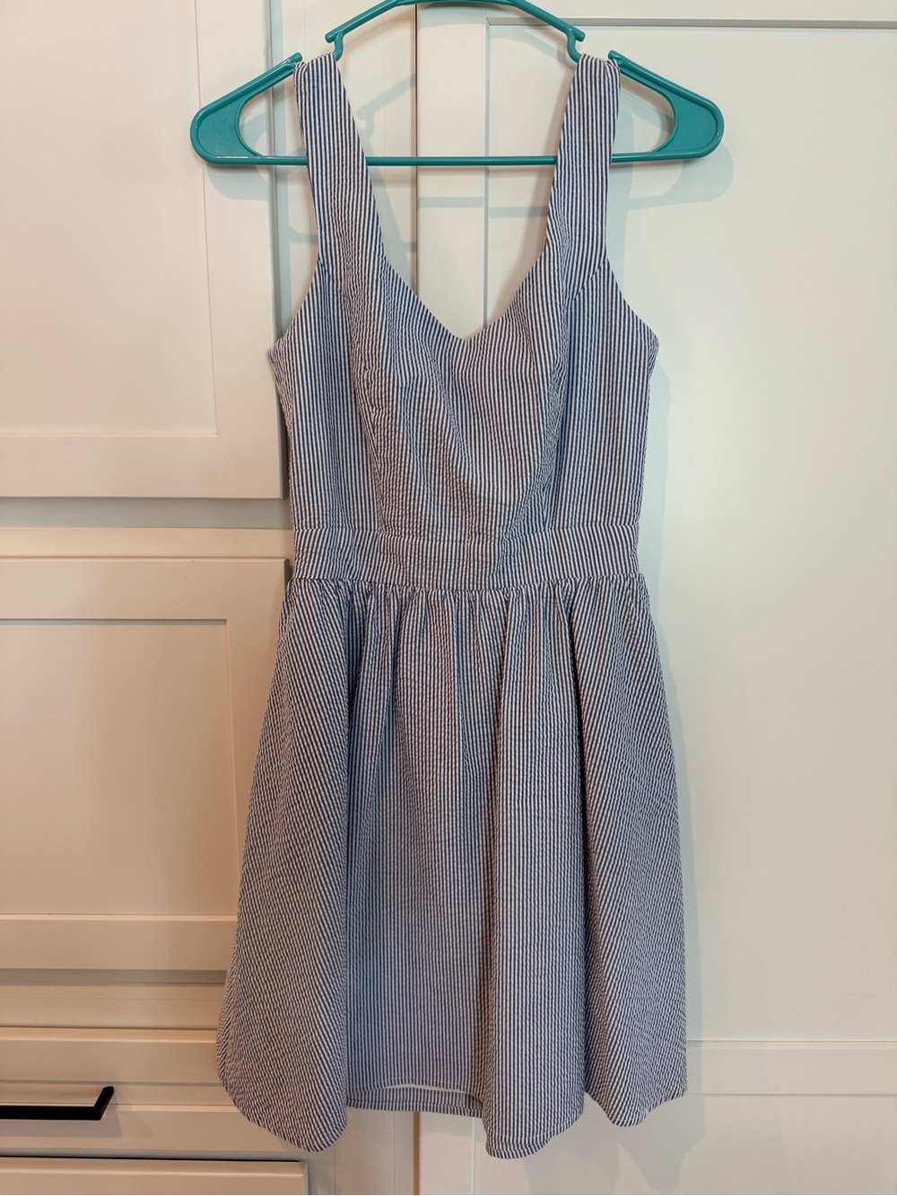 Lauren James Navy and White Seersucker Dress